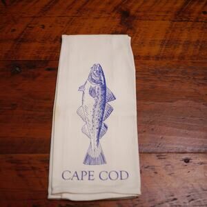 Vintage CAPE COD Fish Original Screenprint White Cotton Tea Dish Towel Kitchen